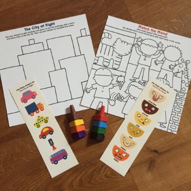 match the mood stickers and colouring